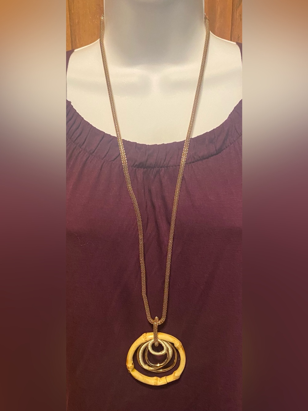 Cato C 1946 Boho Gold Hammered Multi Circle Pendant Long Statement
Necklace